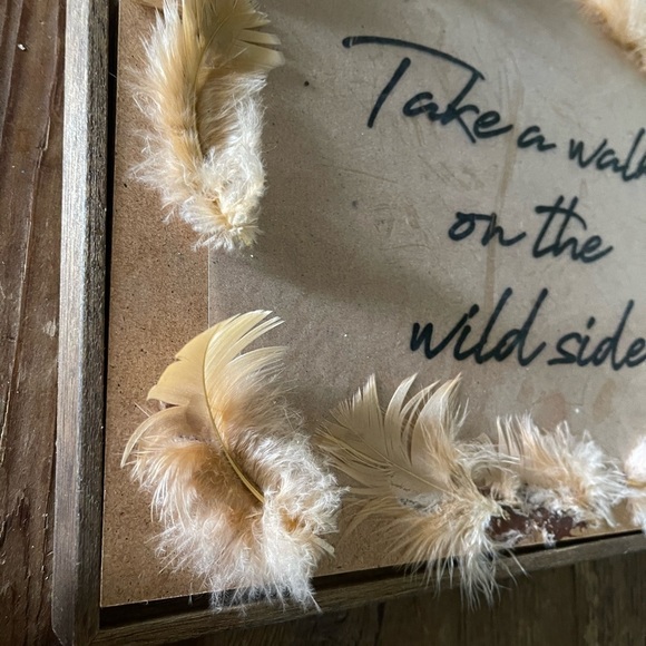 Handmade art with feathers floating frame 11x14 - Picture 6 of 6